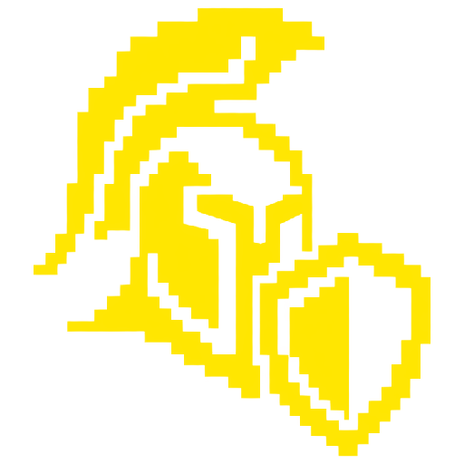 Aegis-Logo: pixeliger Spartanerhelm mit Schild